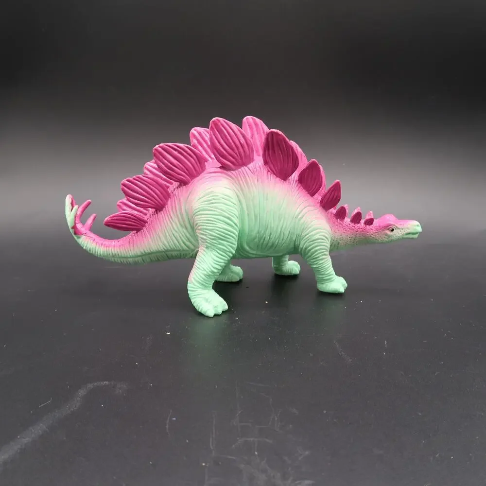 Ankyo Dinosaur Toy Plastic Lime Pink Stegosaurus 8 in Chinasaur Made in China